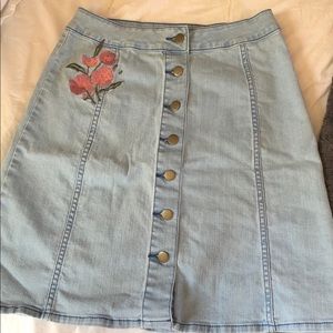 Knee length denim skirt